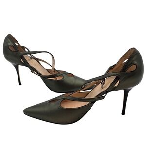 Cole Haan Collection Metallic Olive Leather Cutout Heels Made in Italy Size 9B